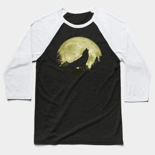 Wolf And Epic Full Moon Baseball T-Shirt